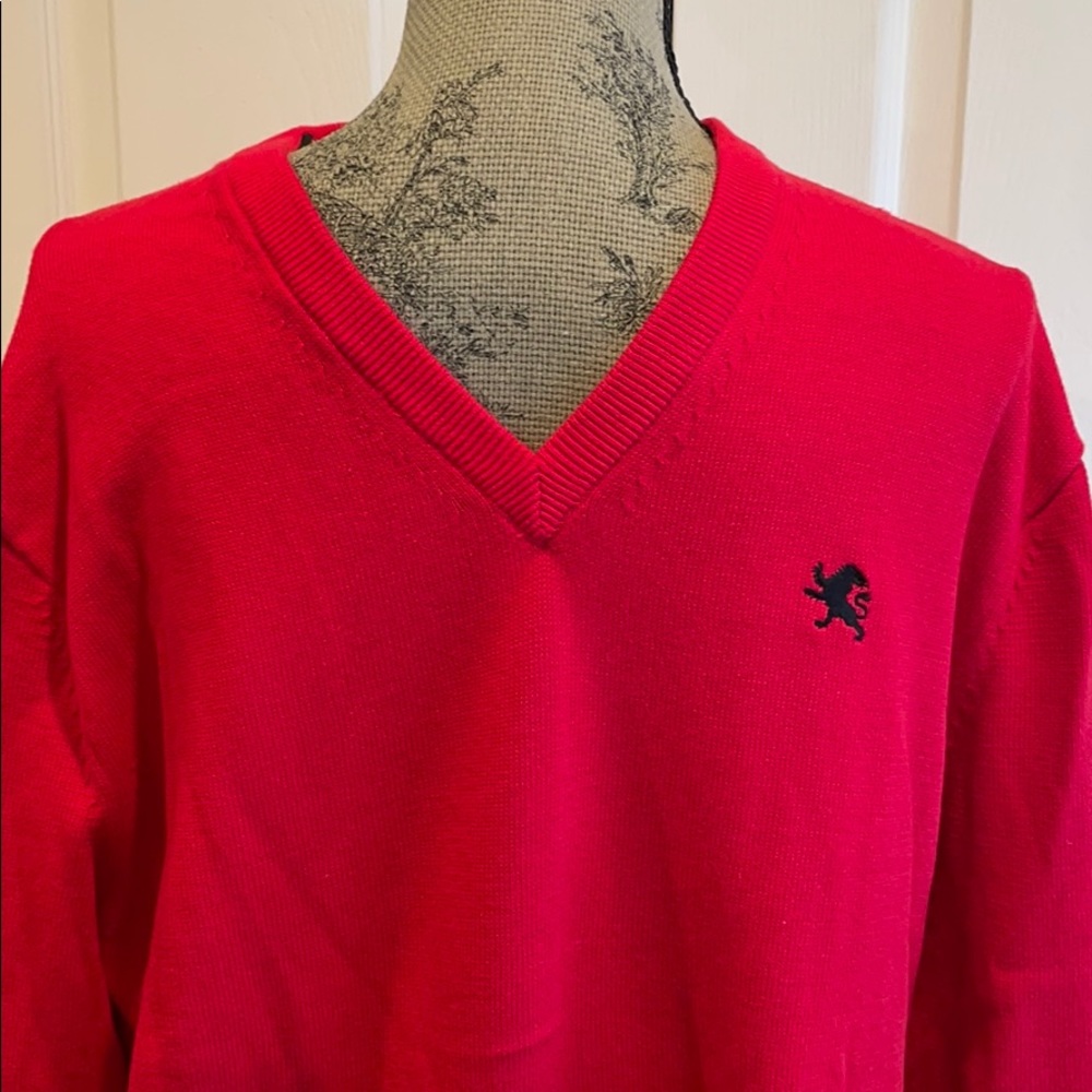 Express Mens 100% Cotton V Neck XL Red Sweater